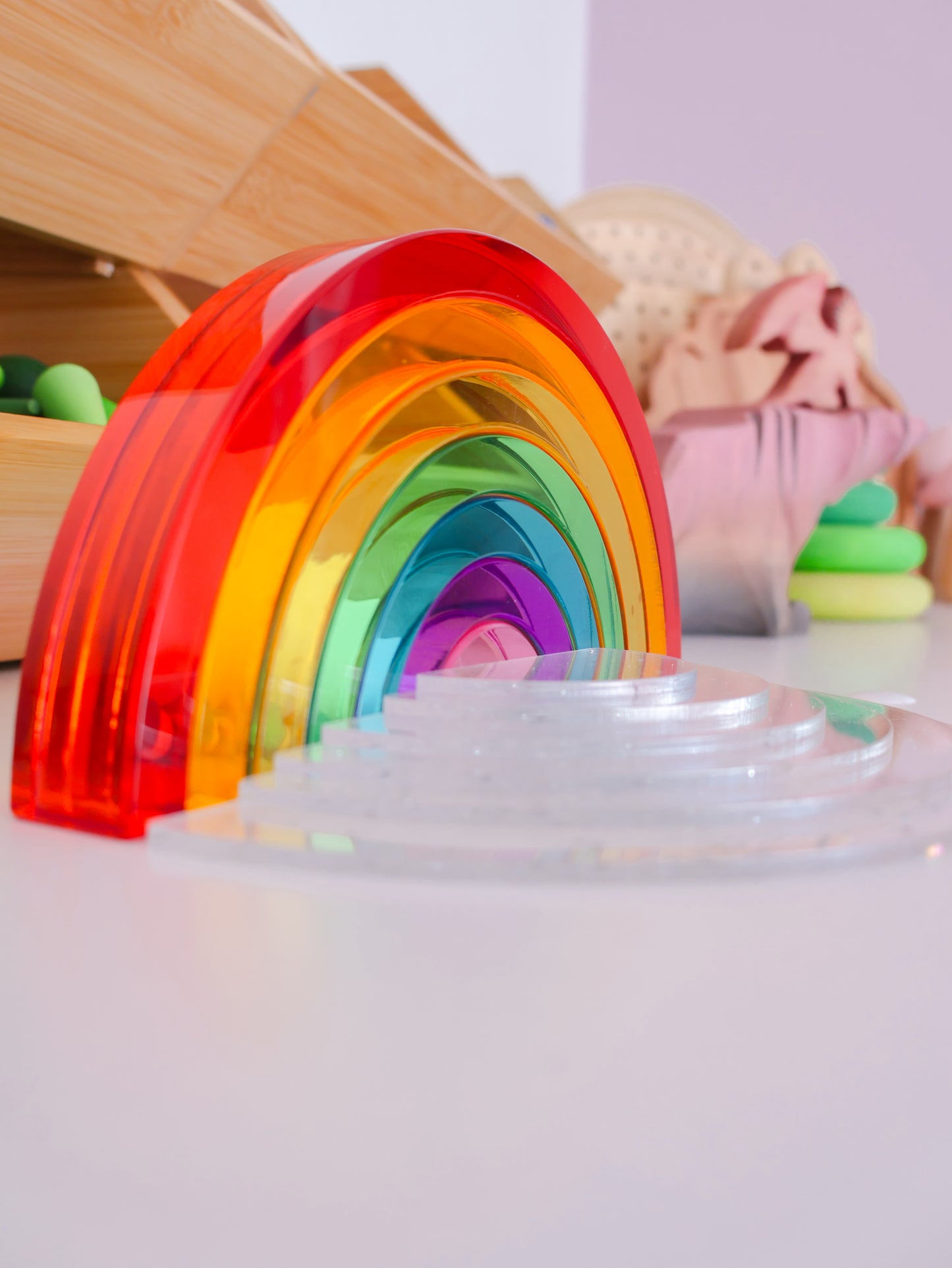 Bundle : Lucite Rainbow Stacking 7 pcs + Glitter Acrylic 6-piece arch set