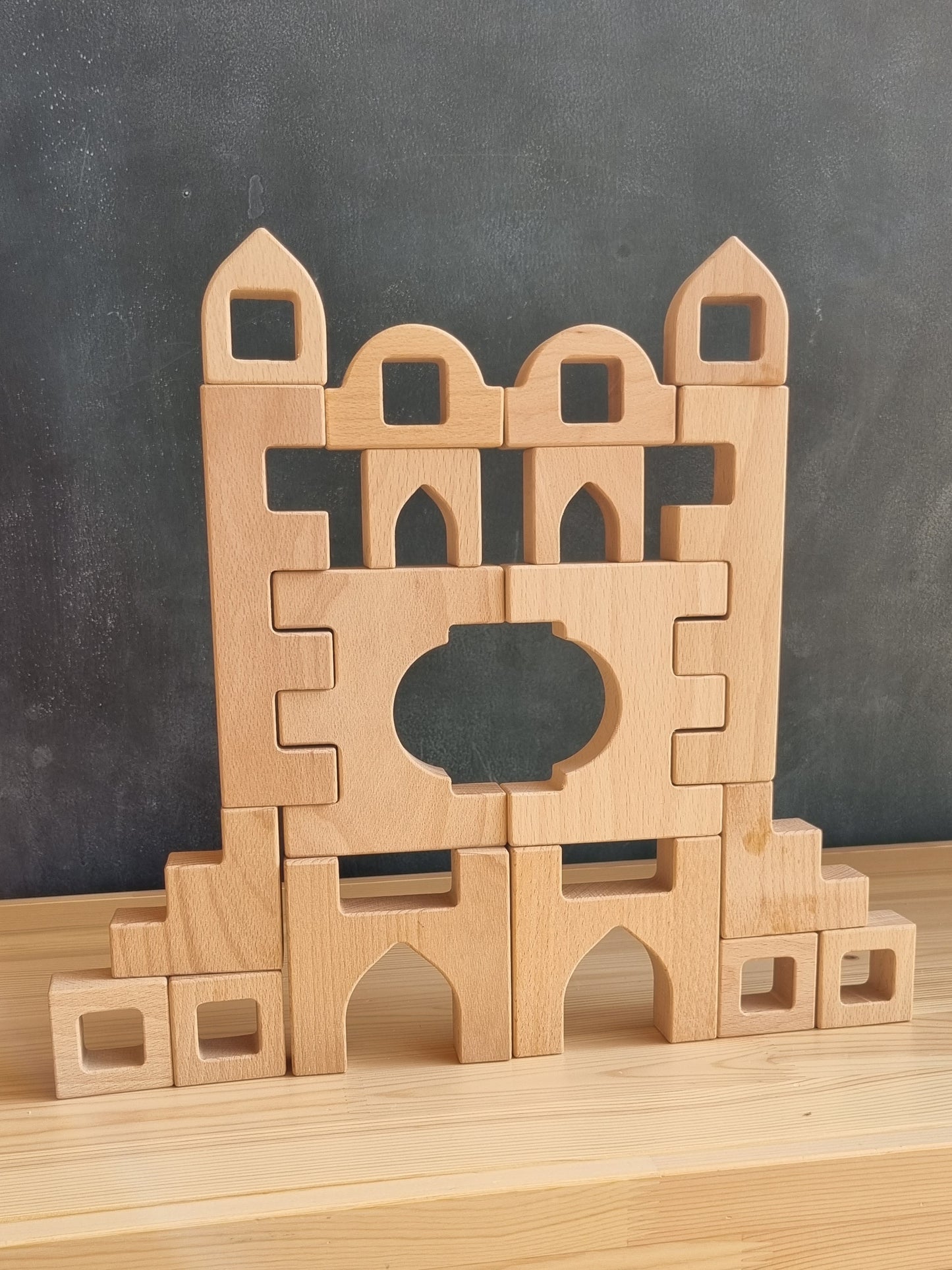 Solid beechwood castle blocks