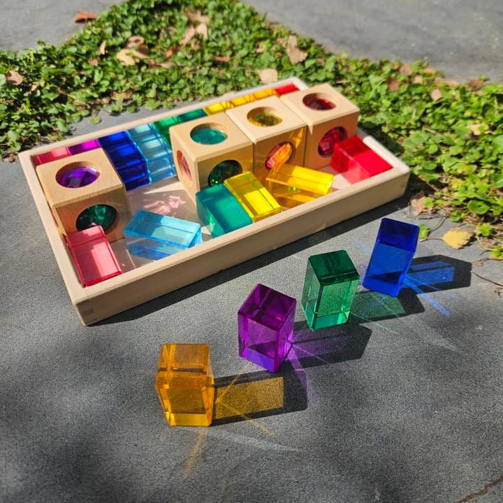 6 Sided 3D Gem Blocks Lucite Set