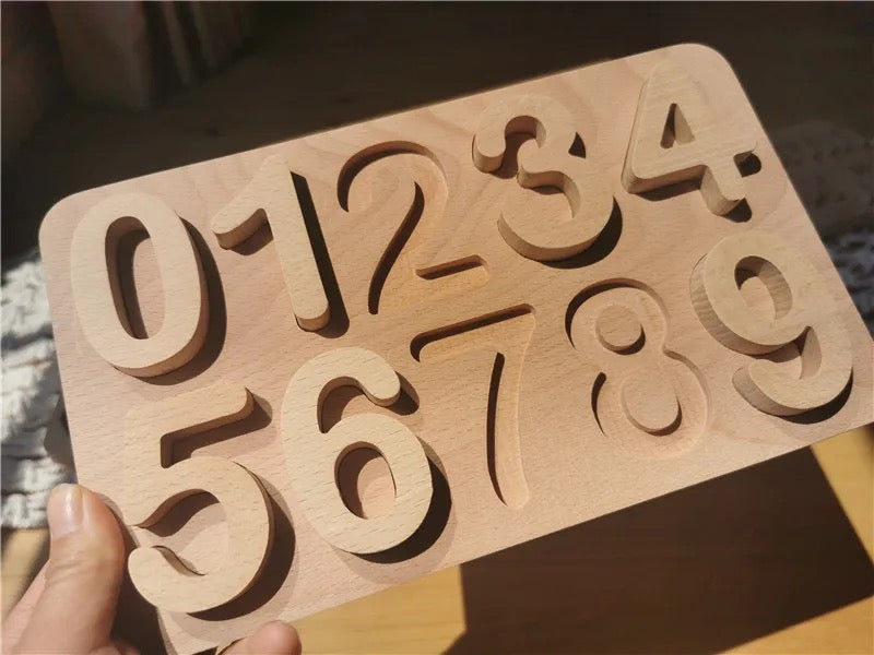 Solid beechwood number puzzle