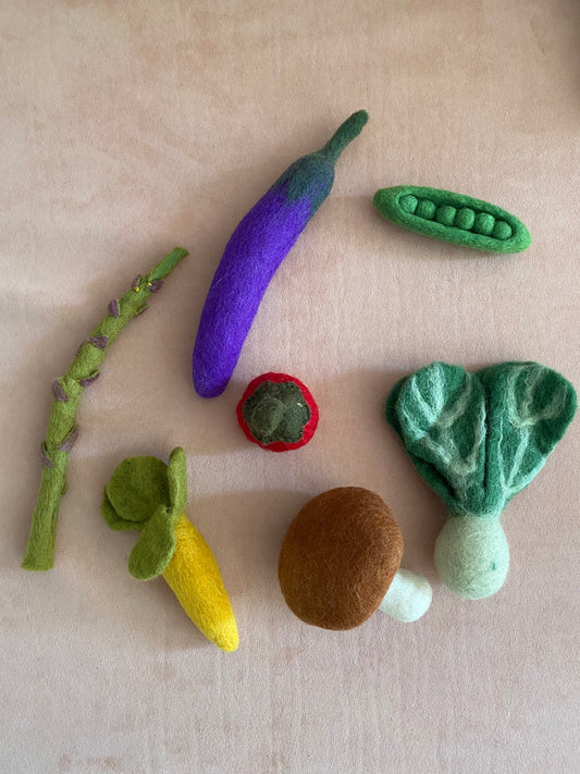 Vegetables 7 pieces set - 100% wool felt food