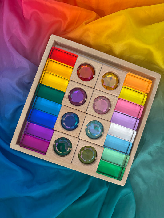 Deluxe Lucite and Gem Blocks 24 pcs set