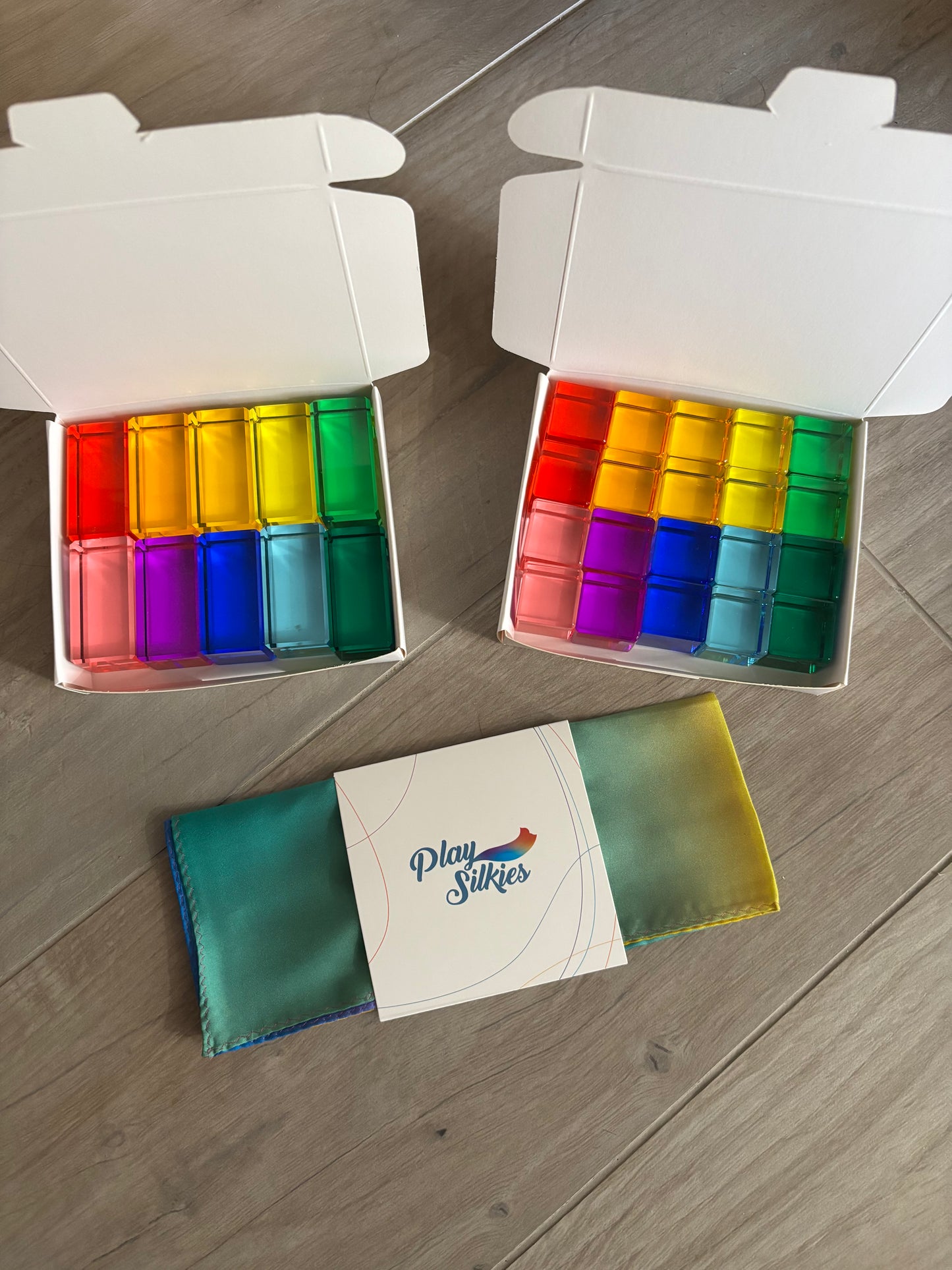 Mixed lucite blocks 30 pcs + Play Silkies Mini Rainbow Set