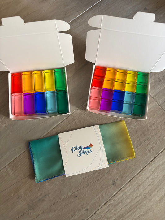 Mixed lucite blocks 30 pcs + Play Silkies Mini Rainbow Set