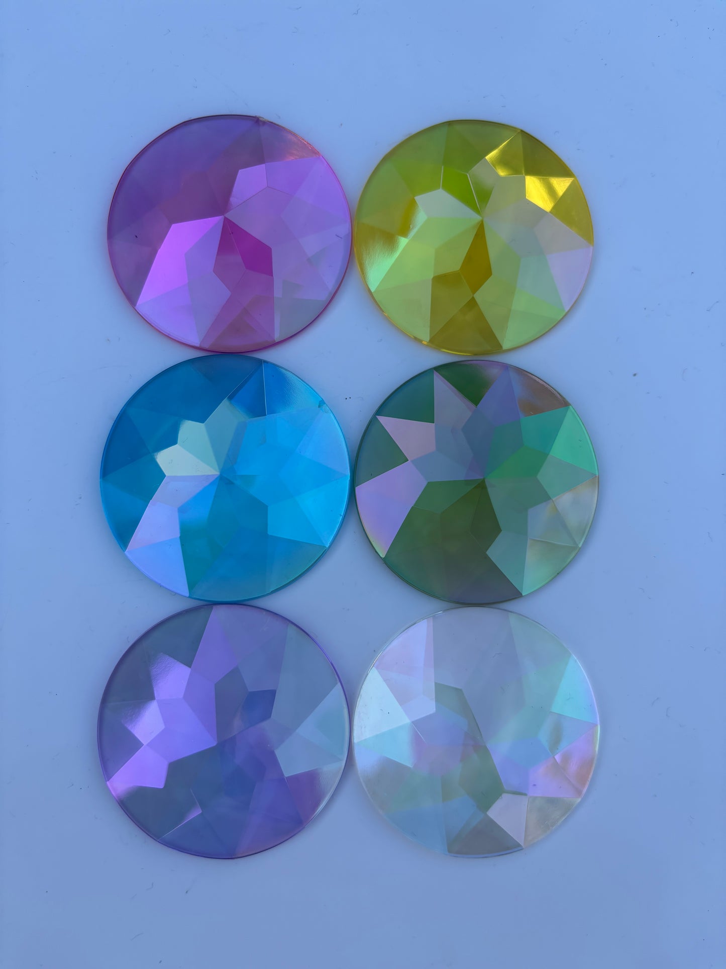 Clear Window Version - Jumbo 5cm Rainbow and Pastel colours acrylic gems (Aurora Borealis) 12 pcs