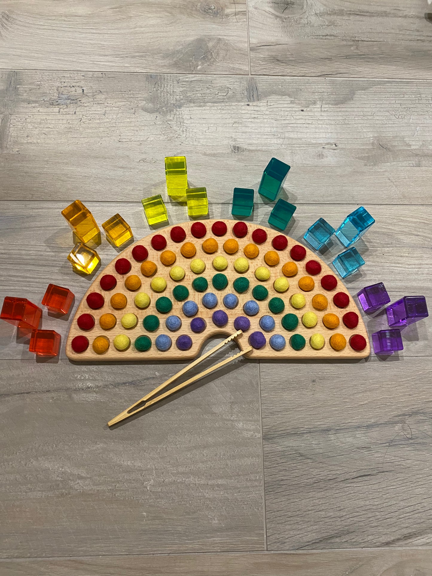 Solid beechwood Rainbow Sorting Board Set mylittlecreator