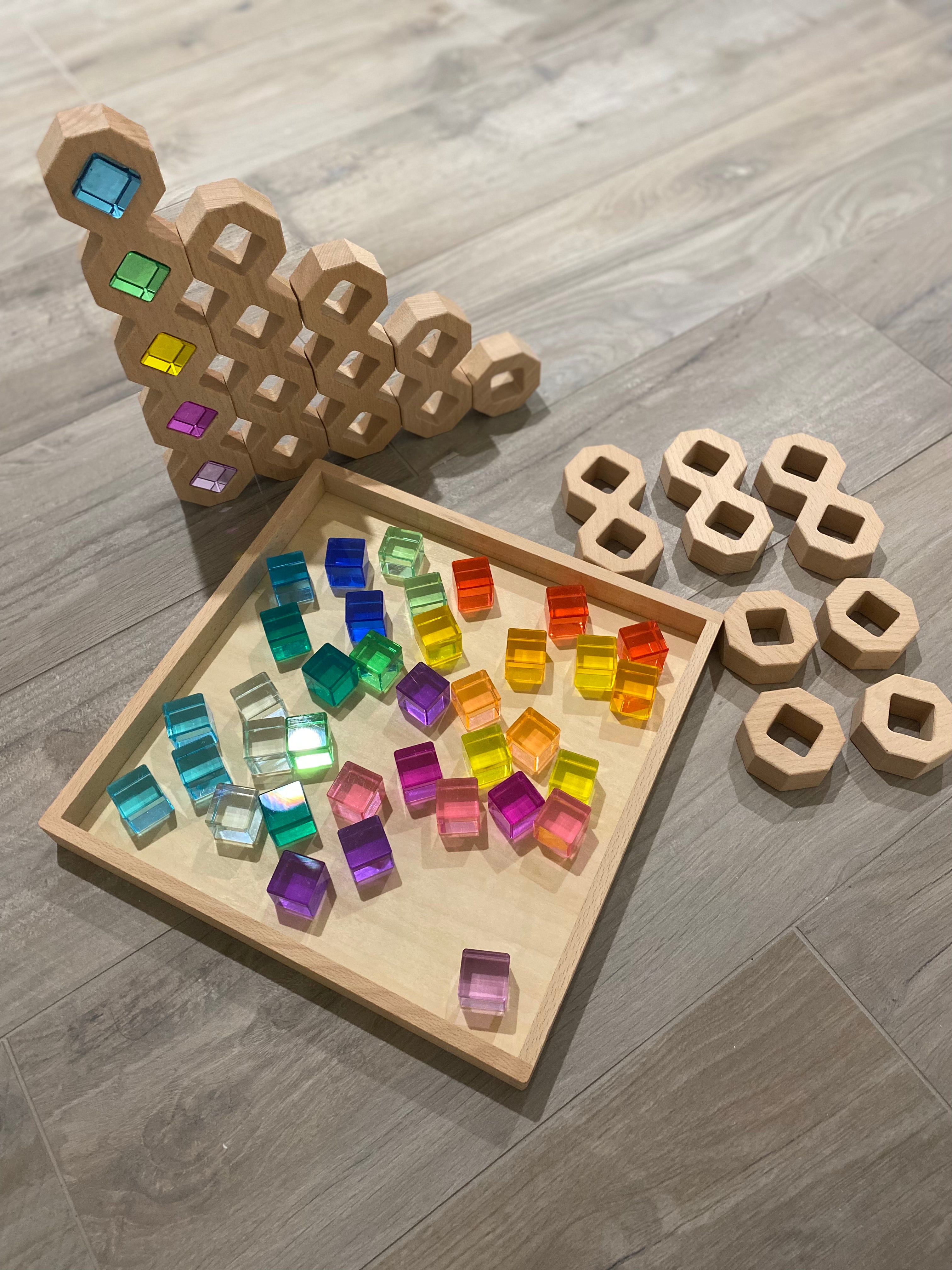 Wooden Cube Space blocks (with/without lucite) – My Little Creator