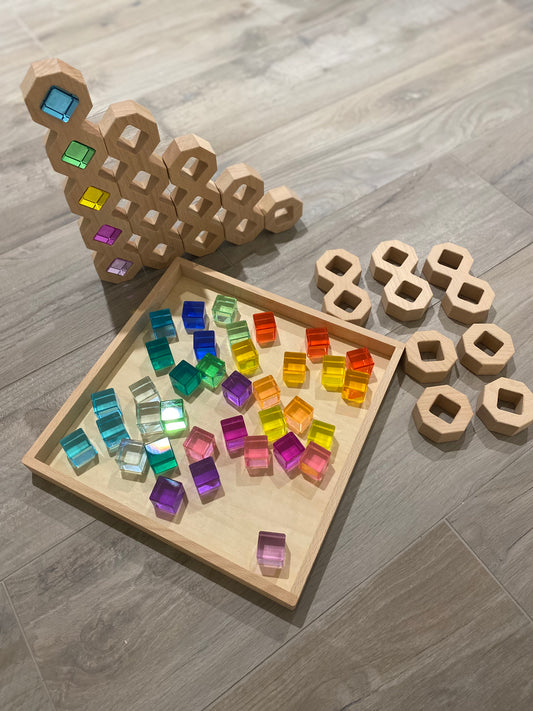 Wooden Cube Space blocks (with/without lucite)