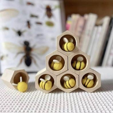 Wooden beehives stacking toys