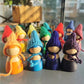 Wooden Rainbow peg dolls in Knitting Hat