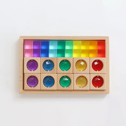 Lucite and gemstone blocks set (rainbow and pastel)