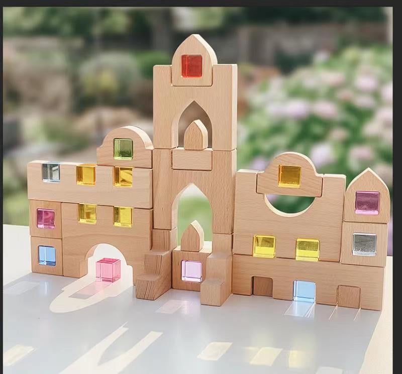 Solid beechwood castle blocks