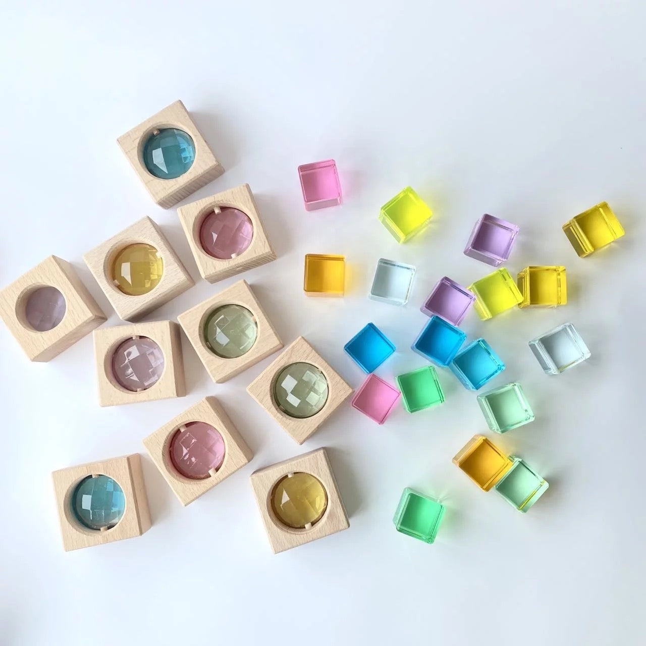 Lucite and gemstone blocks set (rainbow and pastel)